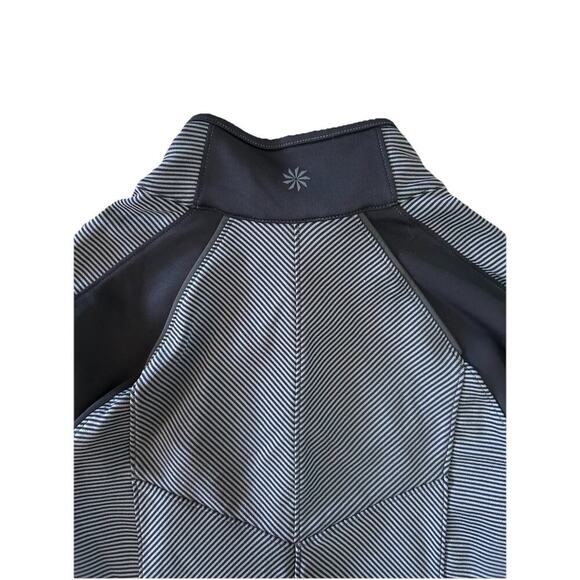 Athleta 1/2 Zip Long Sleeve Athletic Top Women's Size Small Black Gray Stripe - Picture 6 of 7